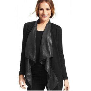 CAbi 527 Owens Waterfall Drape Faux Leather Jacket